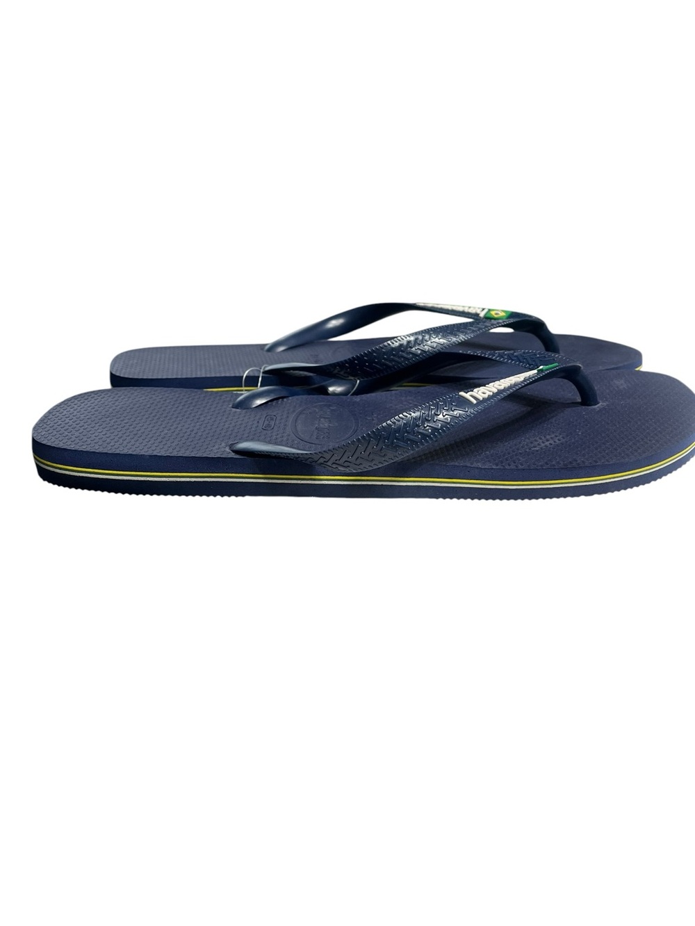 NWT Men’s Havaianas Navy Blue w/Green Stripe Flip Flops - Size 13